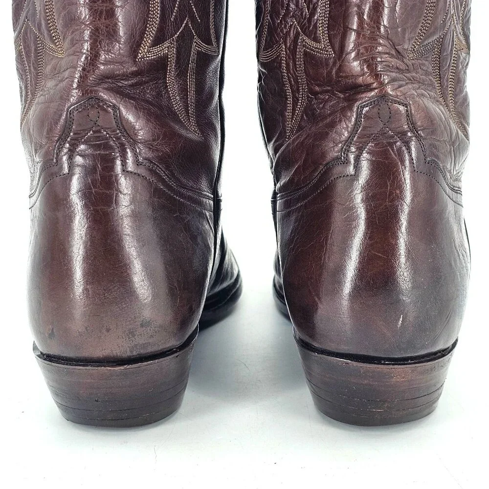 Tres Outlaws Falconhead Mens sz 15 Dark Brown Leather Custom Cowboy Western Boot - Picture 6 of 16